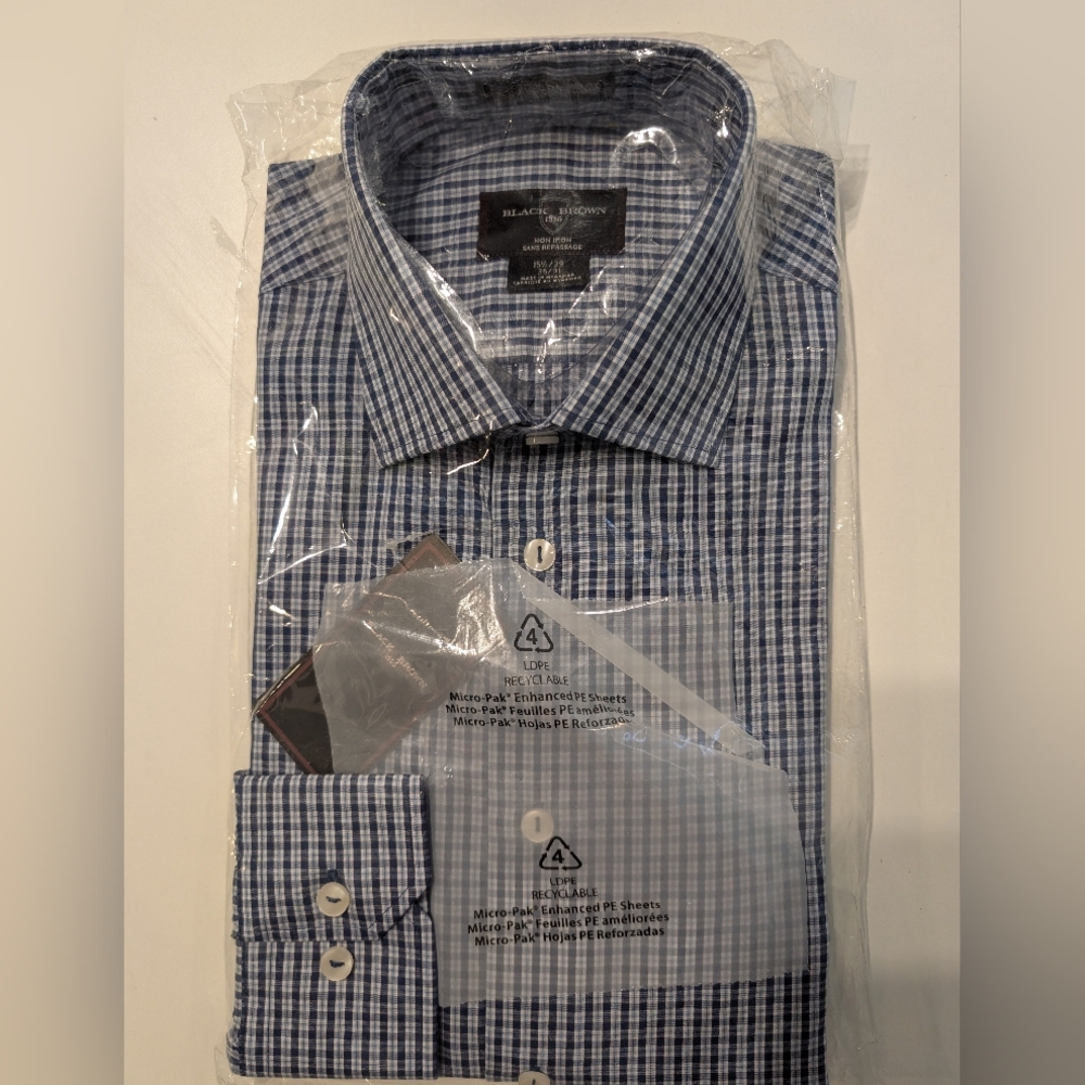 Black Brown 1826 Men's Checkered Dress Shirt